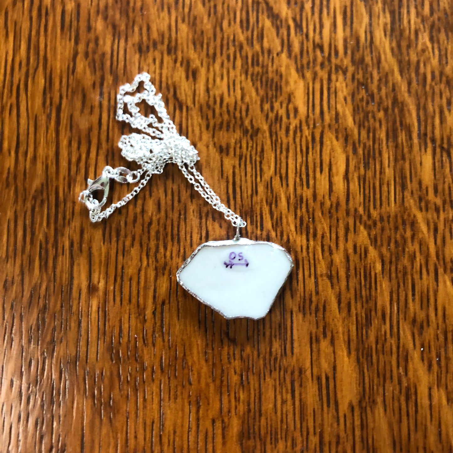 Broken Pottery Artisan Made Pendent Stoneware Flamingo Plate Handcrafted Necklace 1.25in x 3/4in
