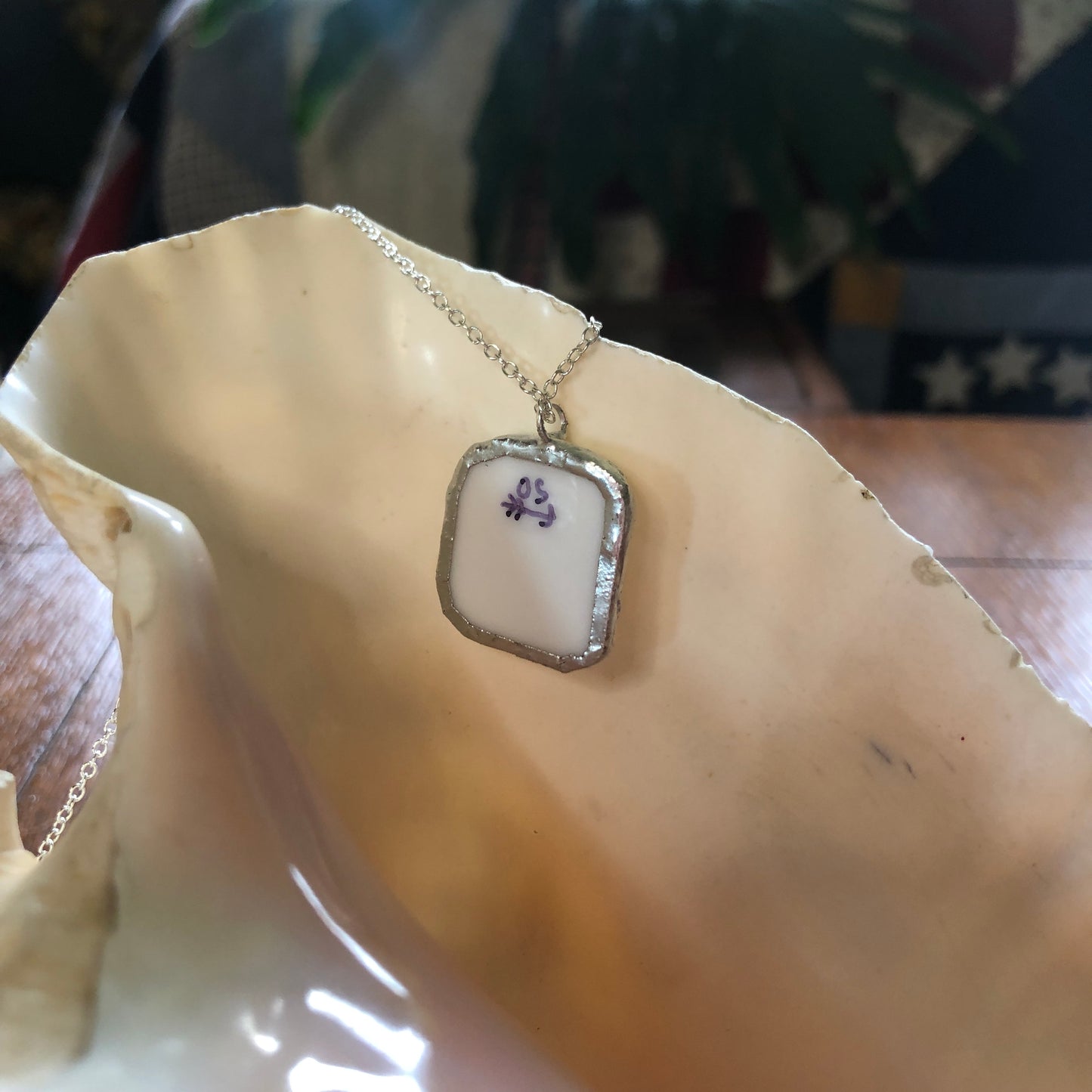 Broken Plate Artisan Made Pendent Corelle Butterfly Gold Plate Handcrafted Necklace 7/8in x 7/8in
