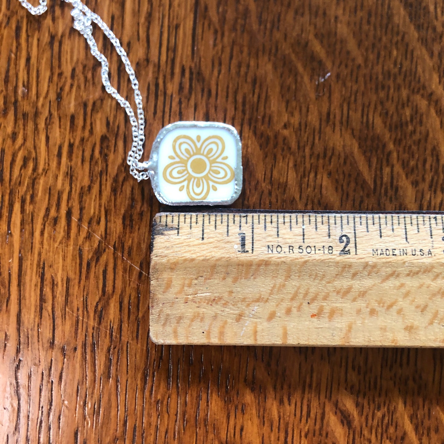 Broken Plate Artisan Made Pendent Corelle Butterfly Gold Plate Handcrafted Necklace 7/8in x 7/8in