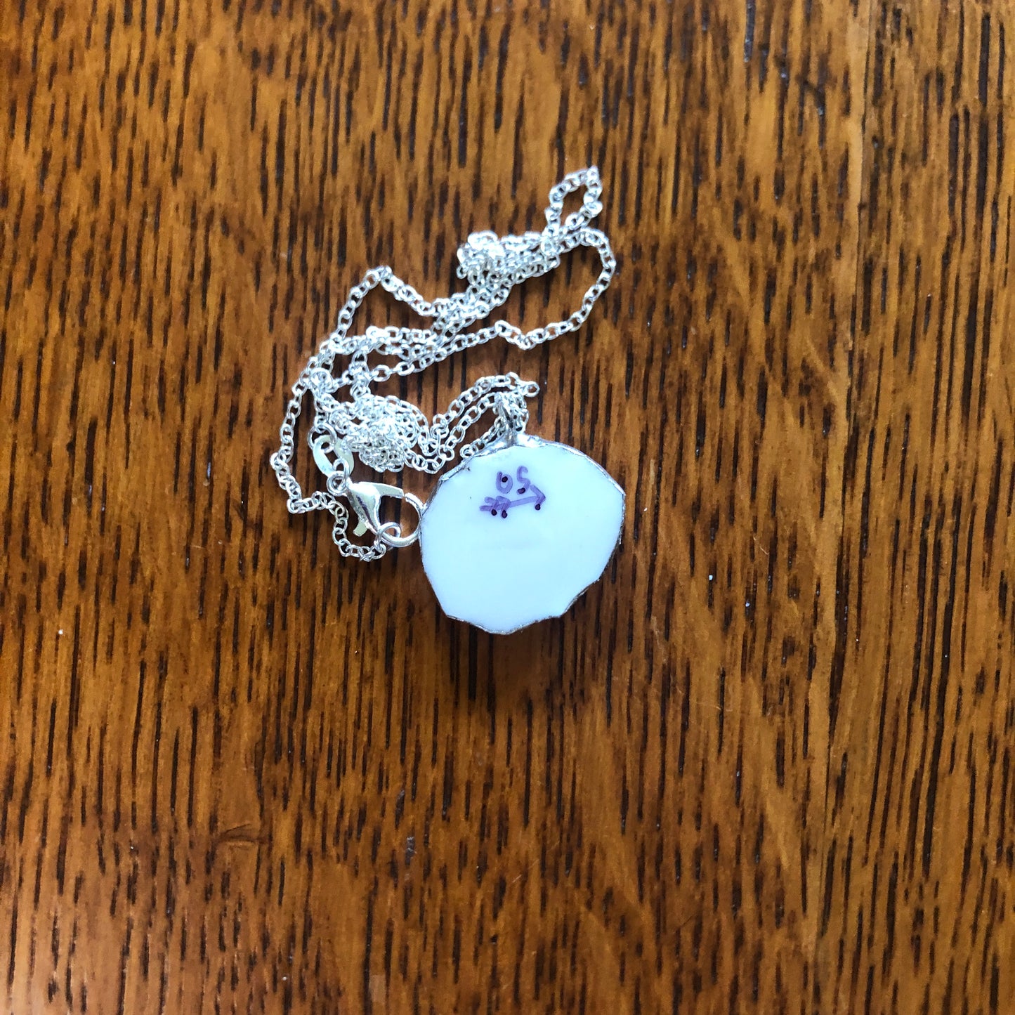 Broken Pottery Artisan Made Pendent Royal Doulton Strawberry Cream Dinner Plate Handcrafted Necklace 3/4in x 7/8in