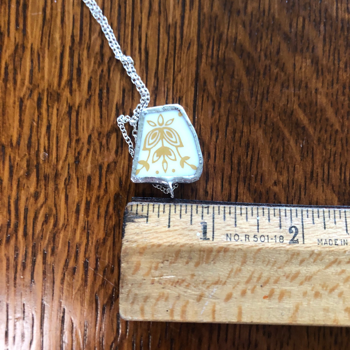 Broken Plate Artisan Made Pendent Corelle Butterfly Gold Plate Handcrafted Necklace 3/4in x 1in