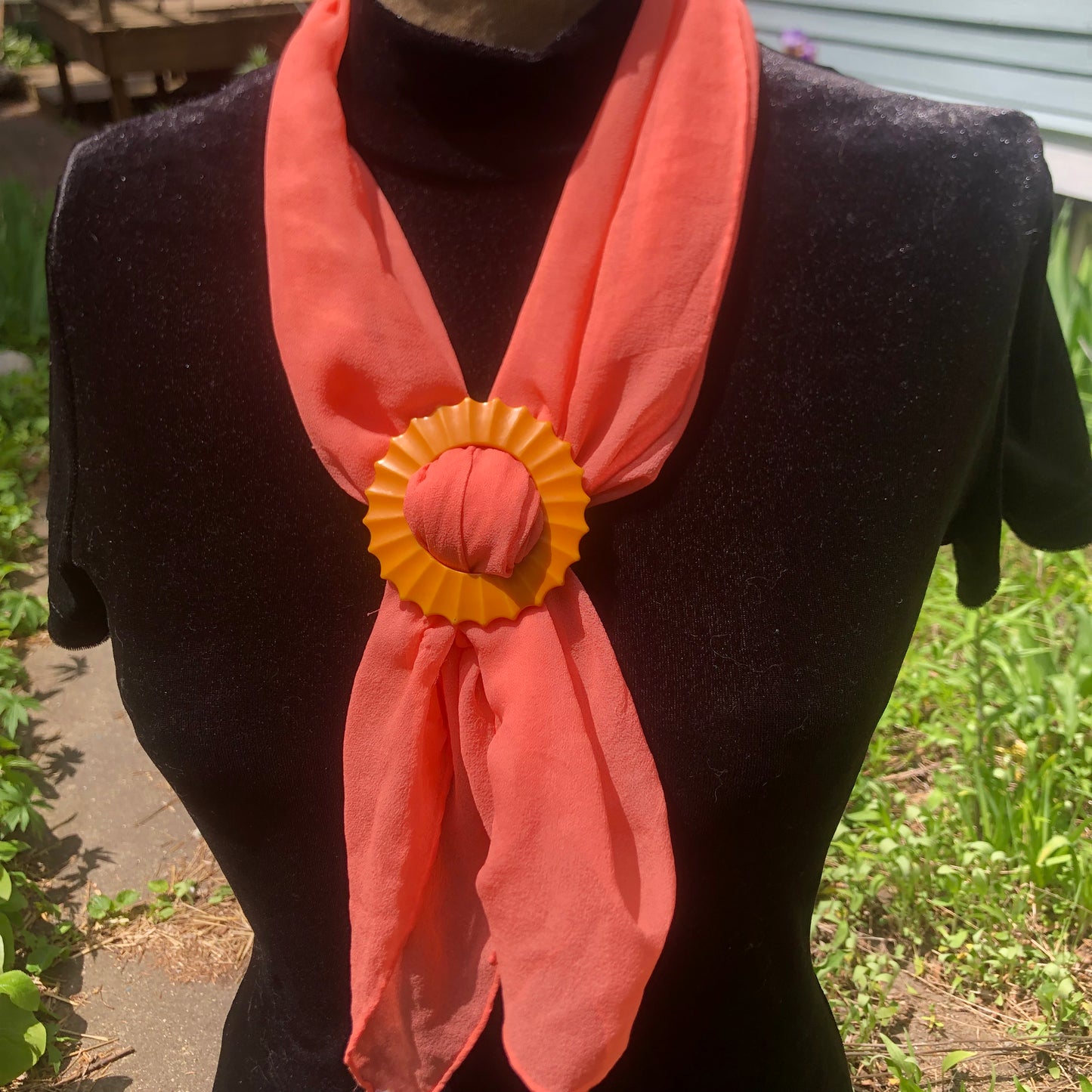 Mustard Yellow Bakelite Buckle Scarf Holder
