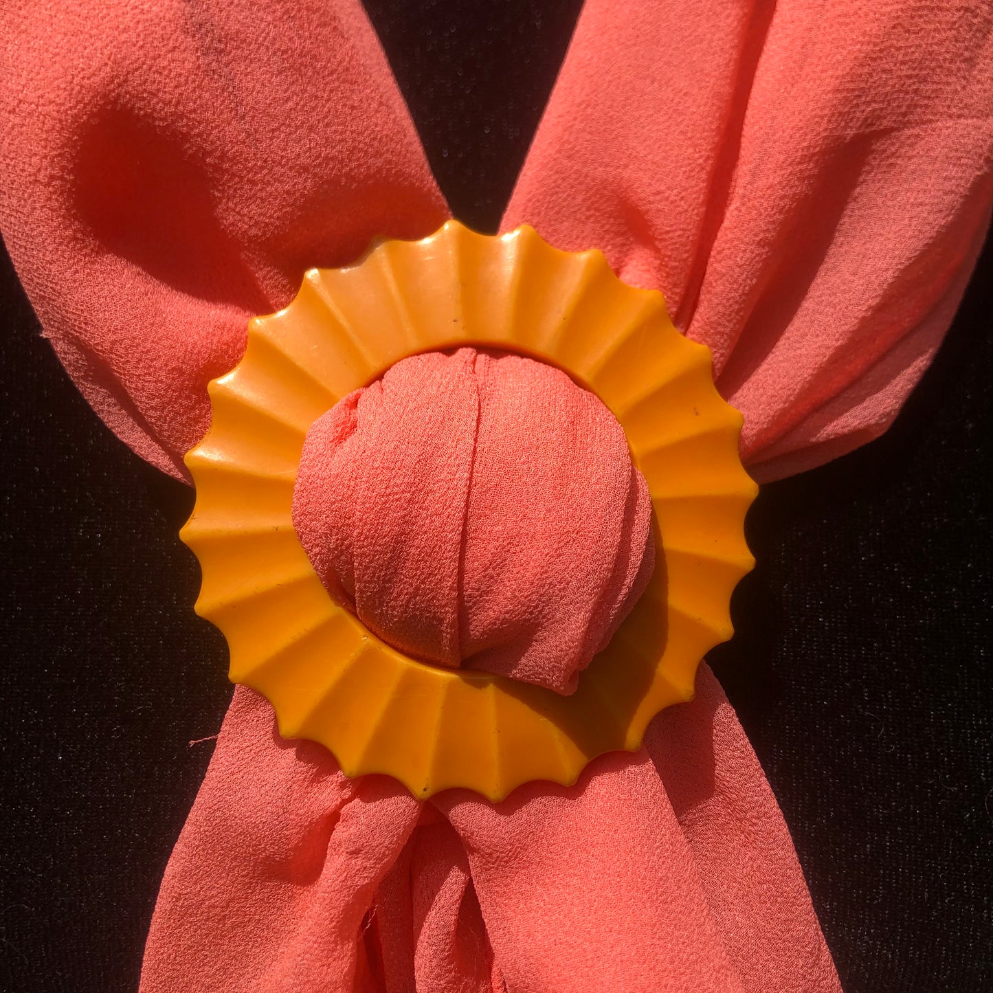 Mustard Yellow Bakelite Buckle Scarf Holder
