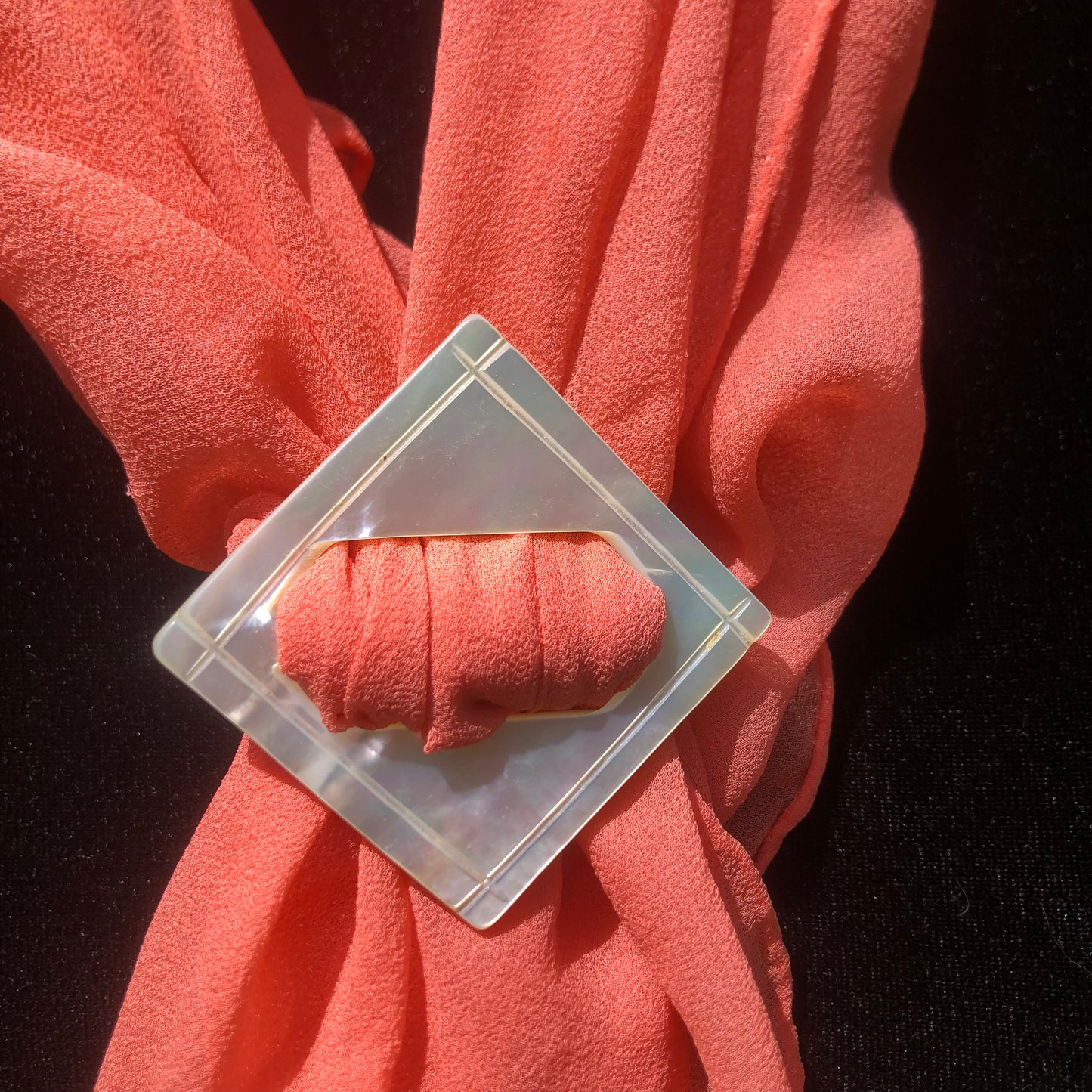 Square Mother Of Pearl Buckle MOP Scarf Holder