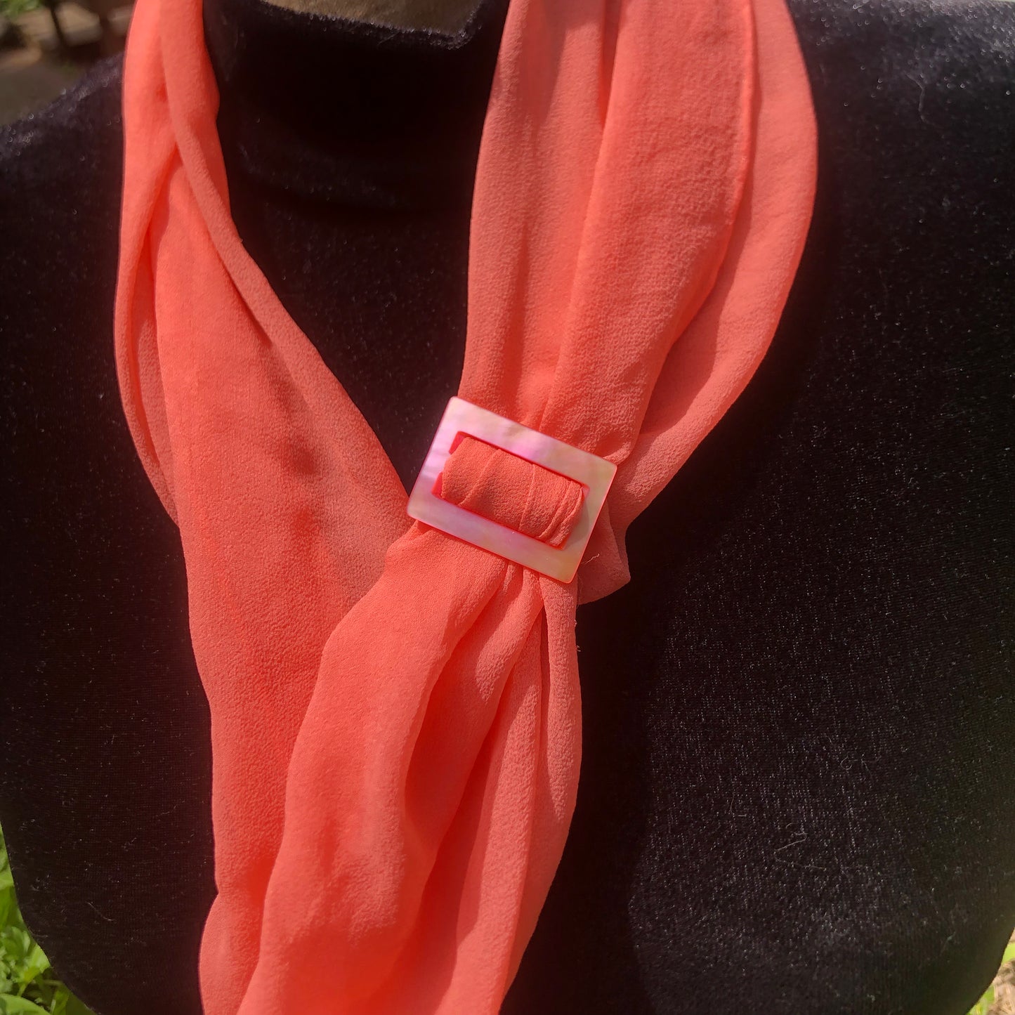 Pink Rectangle Mother Of Pearl Mop Scarf Holder