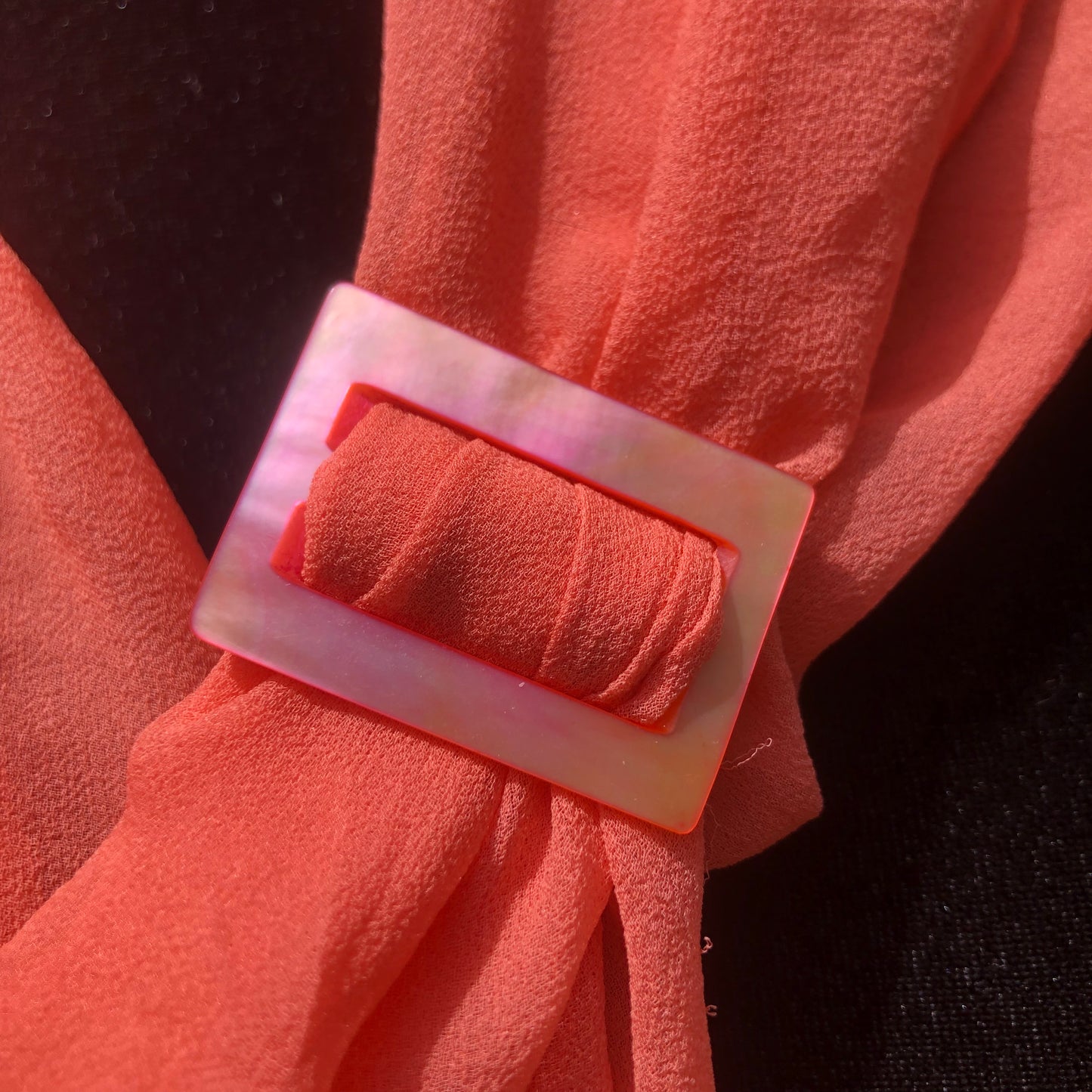 Pink Rectangle Mother Of Pearl Mop Scarf Holder