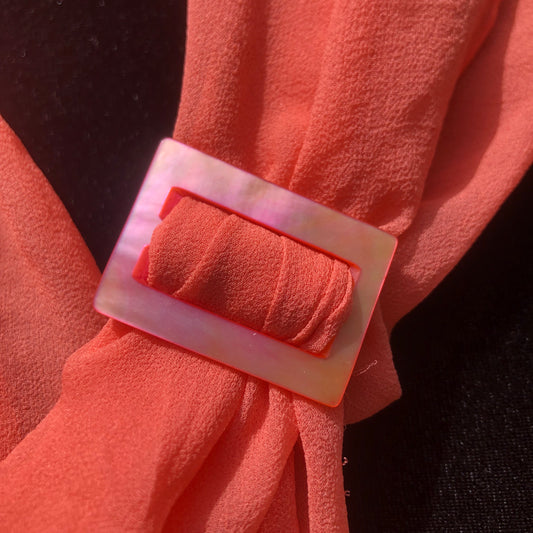 Pink Rectangle Mother Of Pearl Mop Scarf Holder