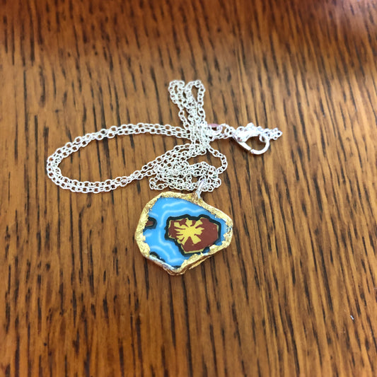 Broken Pottery Artisan Made Kauai Island Pendent Hawaii Collectors Plate Handcrafted Necklace 7/8in x 5/8in
