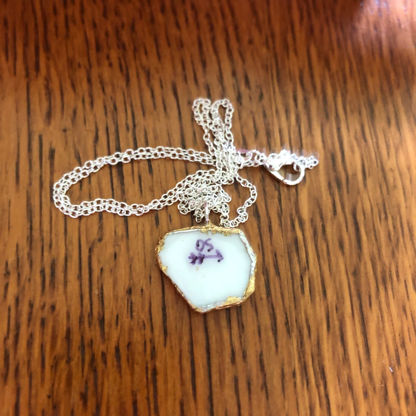 Broken Pottery Artisan Made Kauai Island Pendent Hawaii Collectors Plate Handcrafted Necklace 7/8in x 5/8in