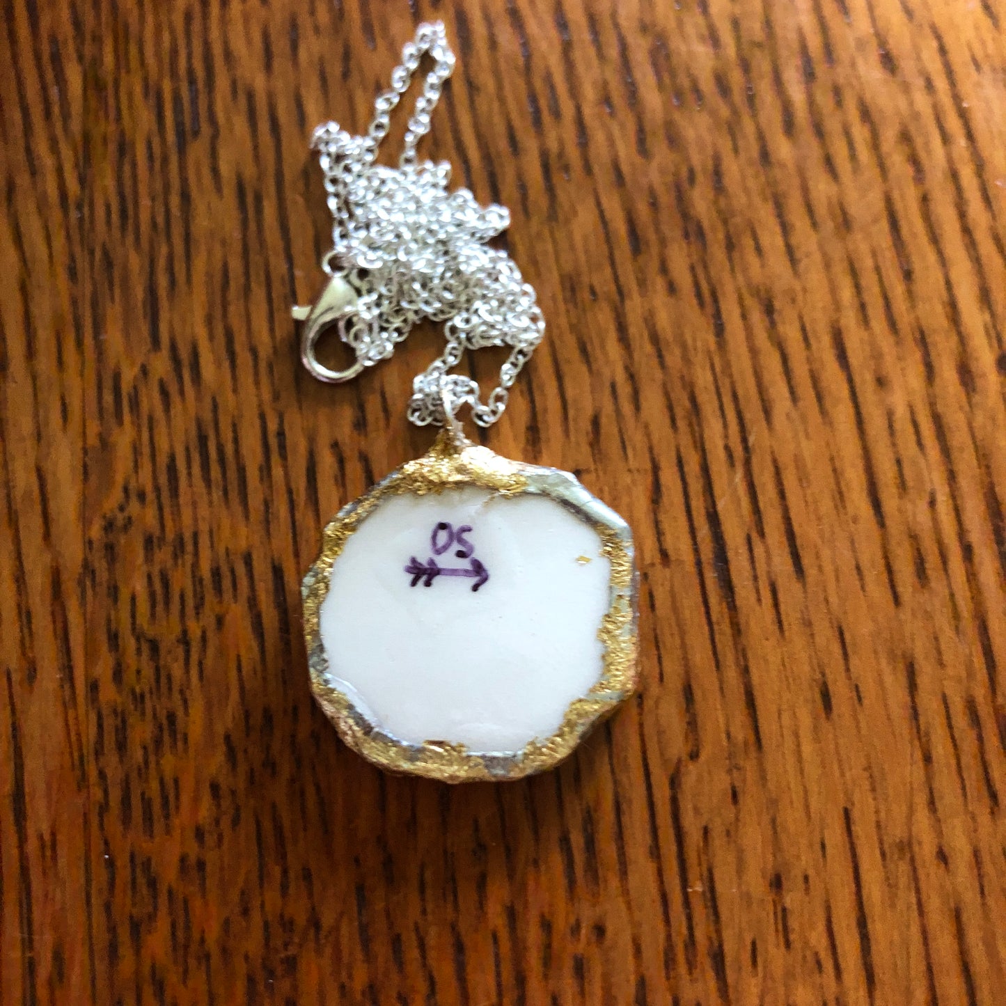 Broken Pottery Artisan Made Pendent Royal China Plate Handcrafted Necklace 1in x 1in