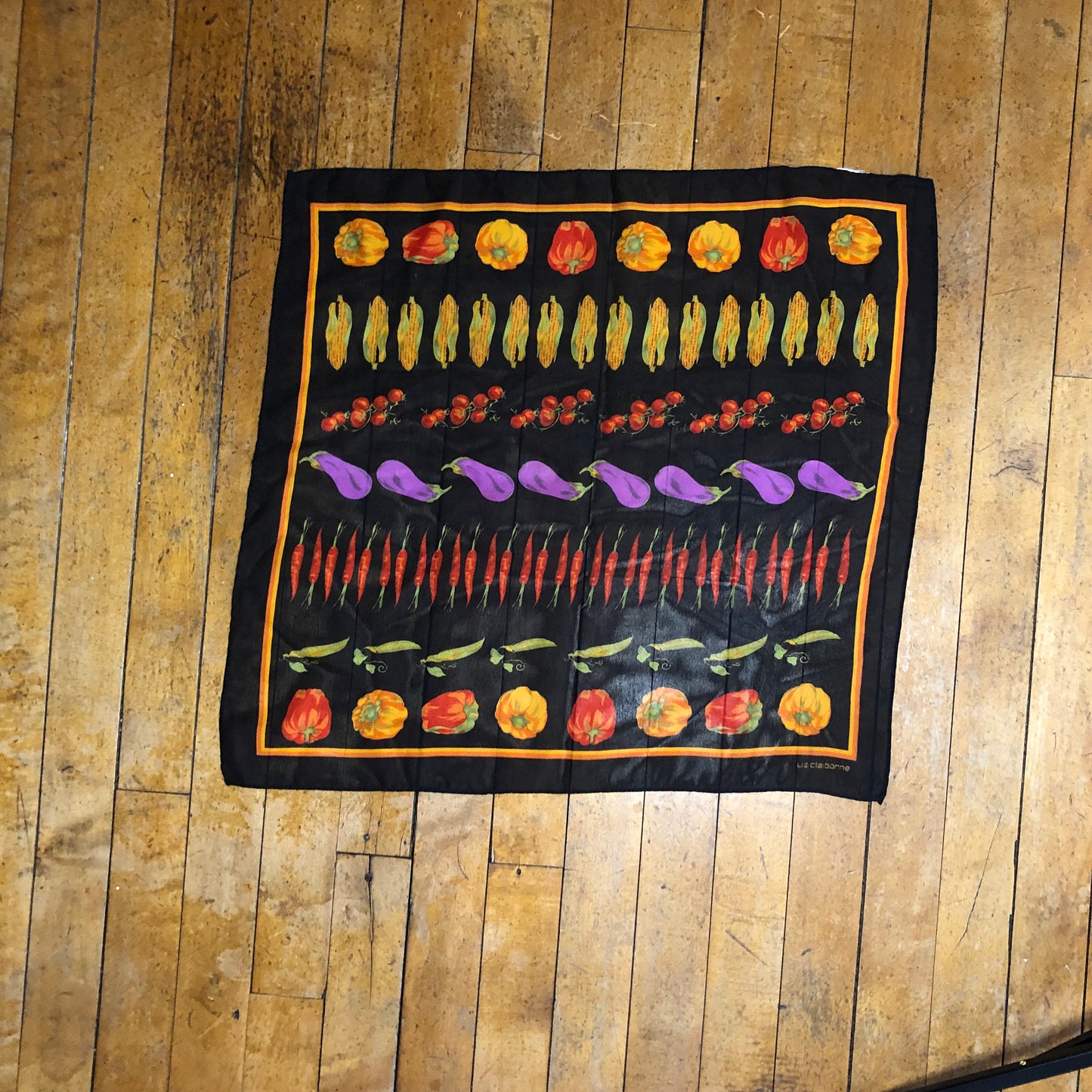 Liz Claiborne Vegetable Print Scarf Garden Motif