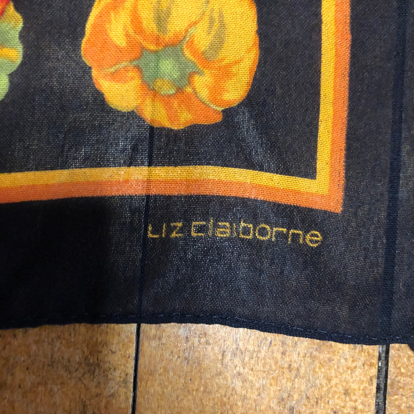 Liz Claiborne Vegetable Print Scarf Garden Motif