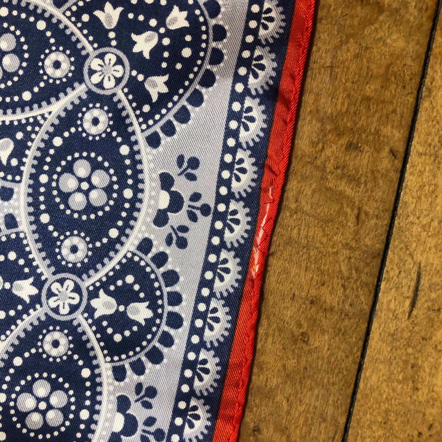 Red Square Scarf With Blue Border Unbranded