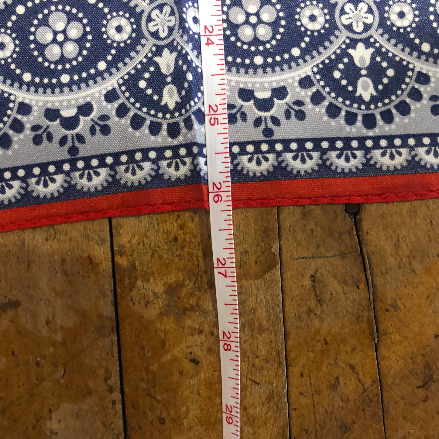 Red Square Scarf With Blue Border Unbranded