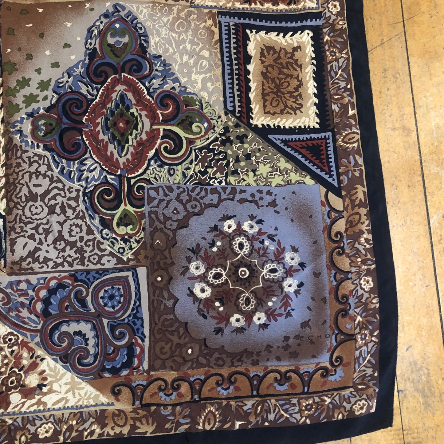 Dark Floral Square Unbranded Scarf