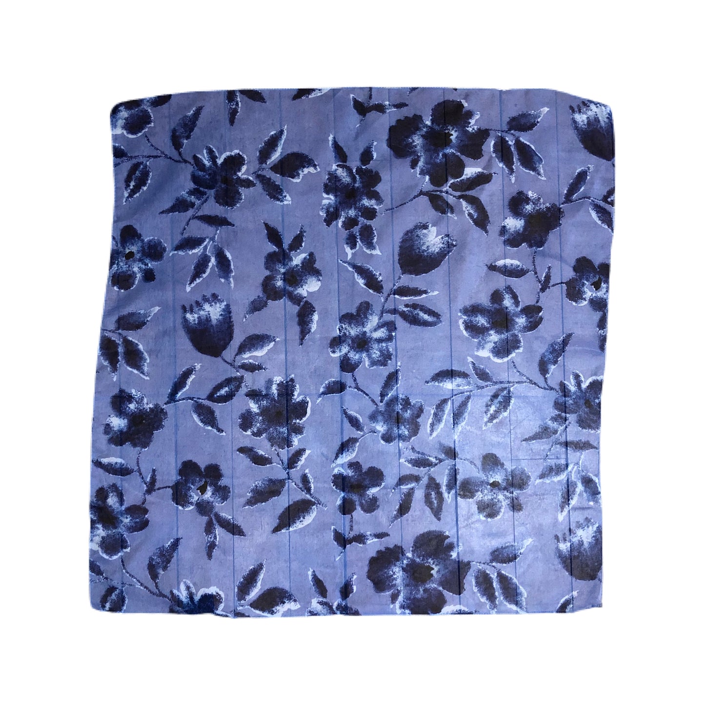 Blue Floral Square Scarf Made In India Unbranded Hand Rolled Hem, Vintage Scarves, Collector, Fun Accessories