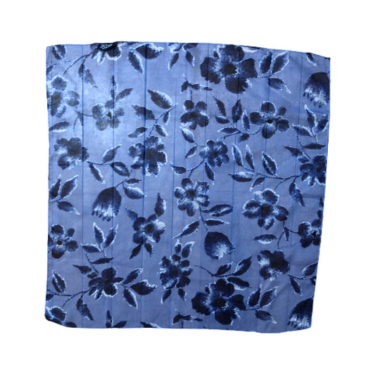 Blue Floral Square Scarf Made In India Unbranded Hand Rolled Hem, Vintage Scarves, Collector, Fun Accessories