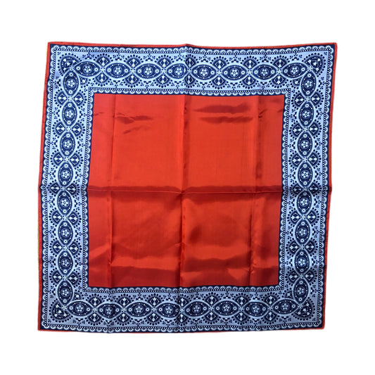 Red Square Scarf With Blue Border Unbranded