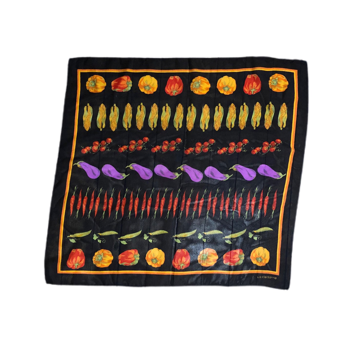 Liz Claiborne Vegetable Print Scarf Garden Motif