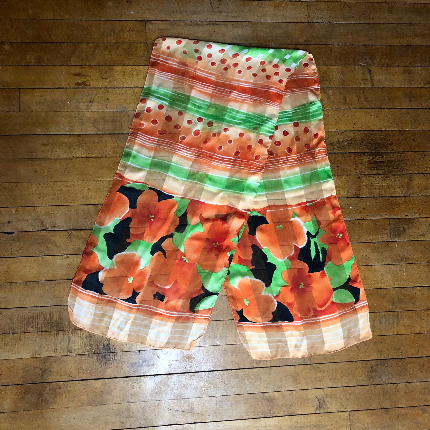 Orange Floral Long Unbranded Scarf
