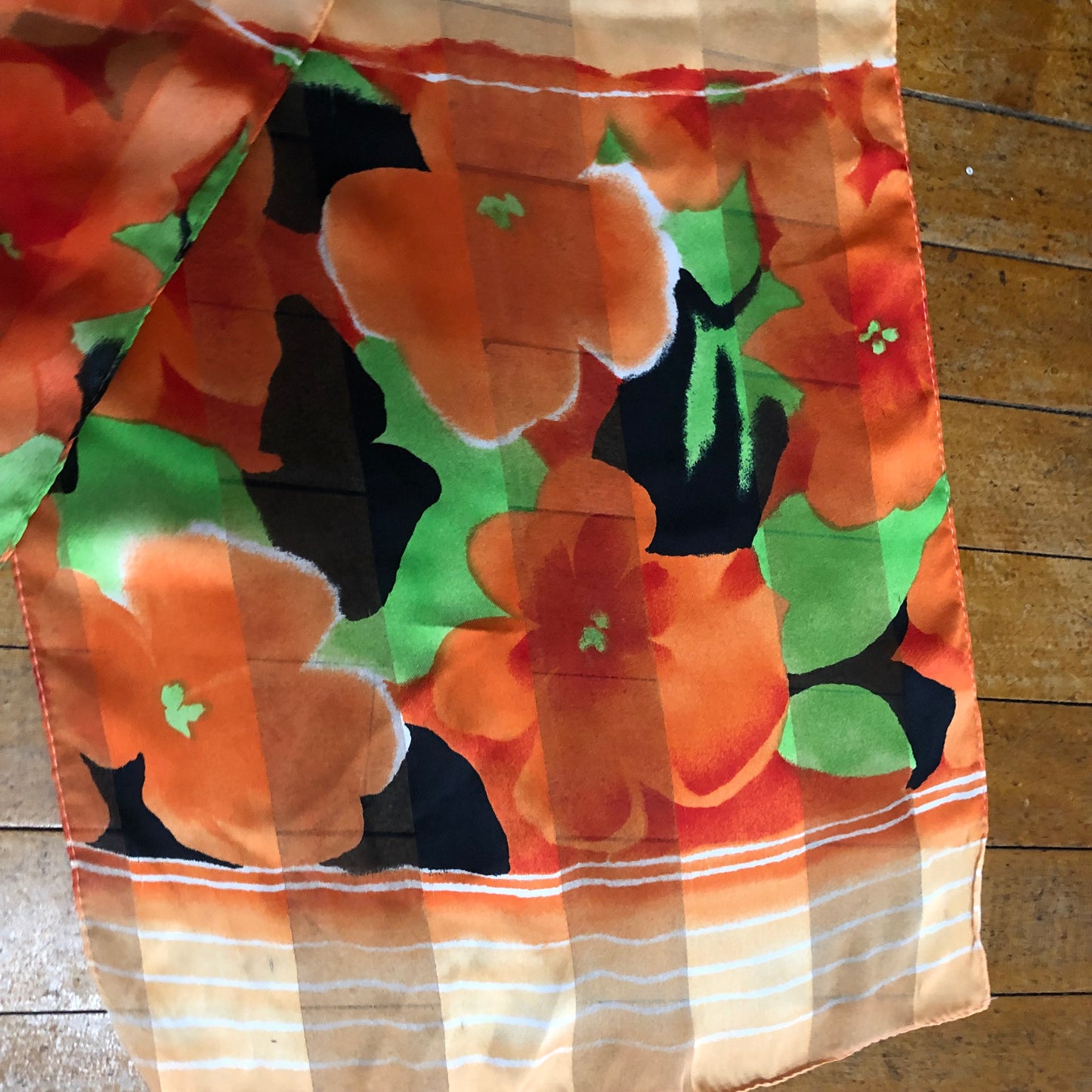 Orange Floral Long Unbranded Scarf