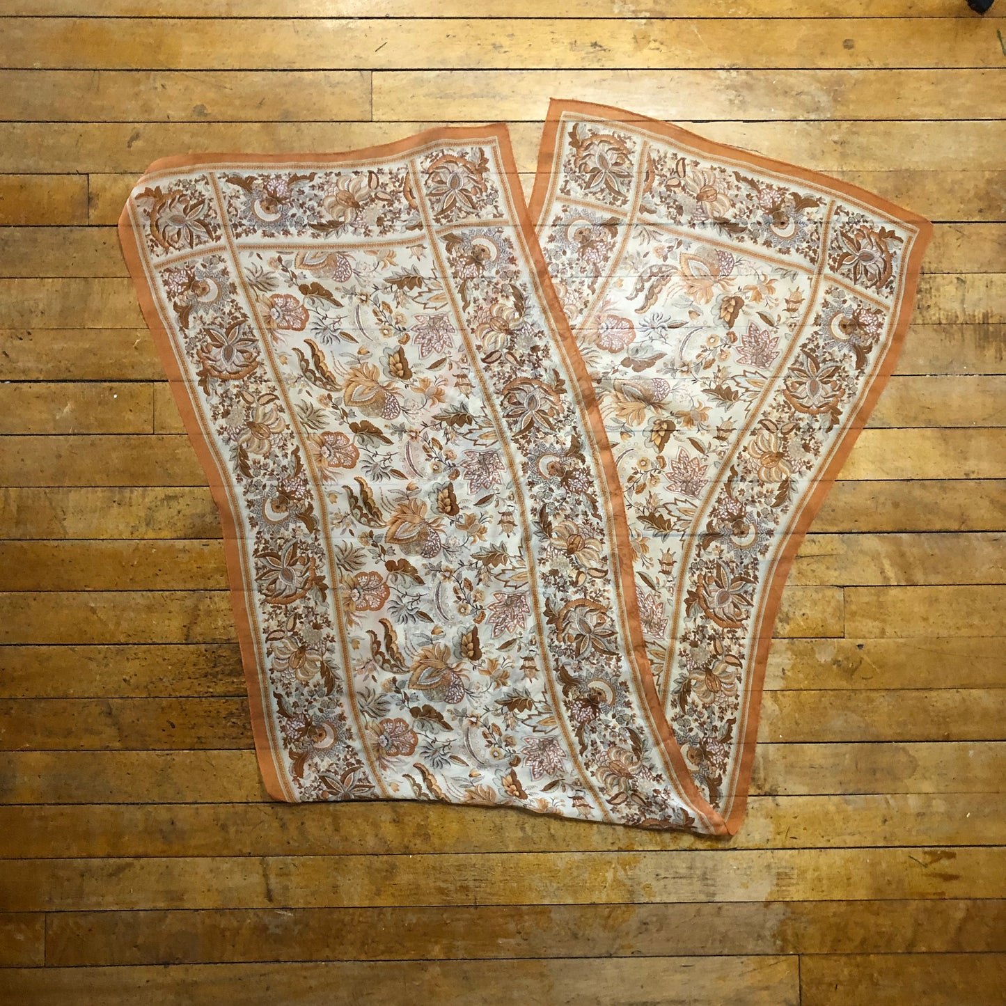 Orange Soda Color Floral Long Unbranded Scarf