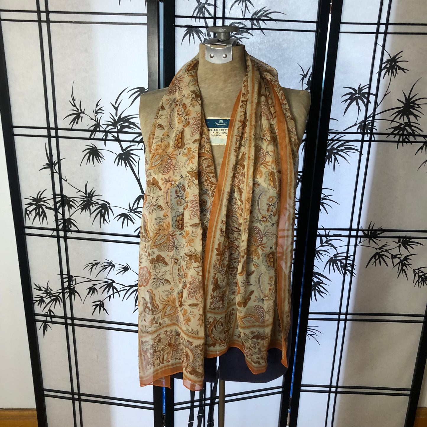 Orange Soda Color Floral Long Unbranded Scarf