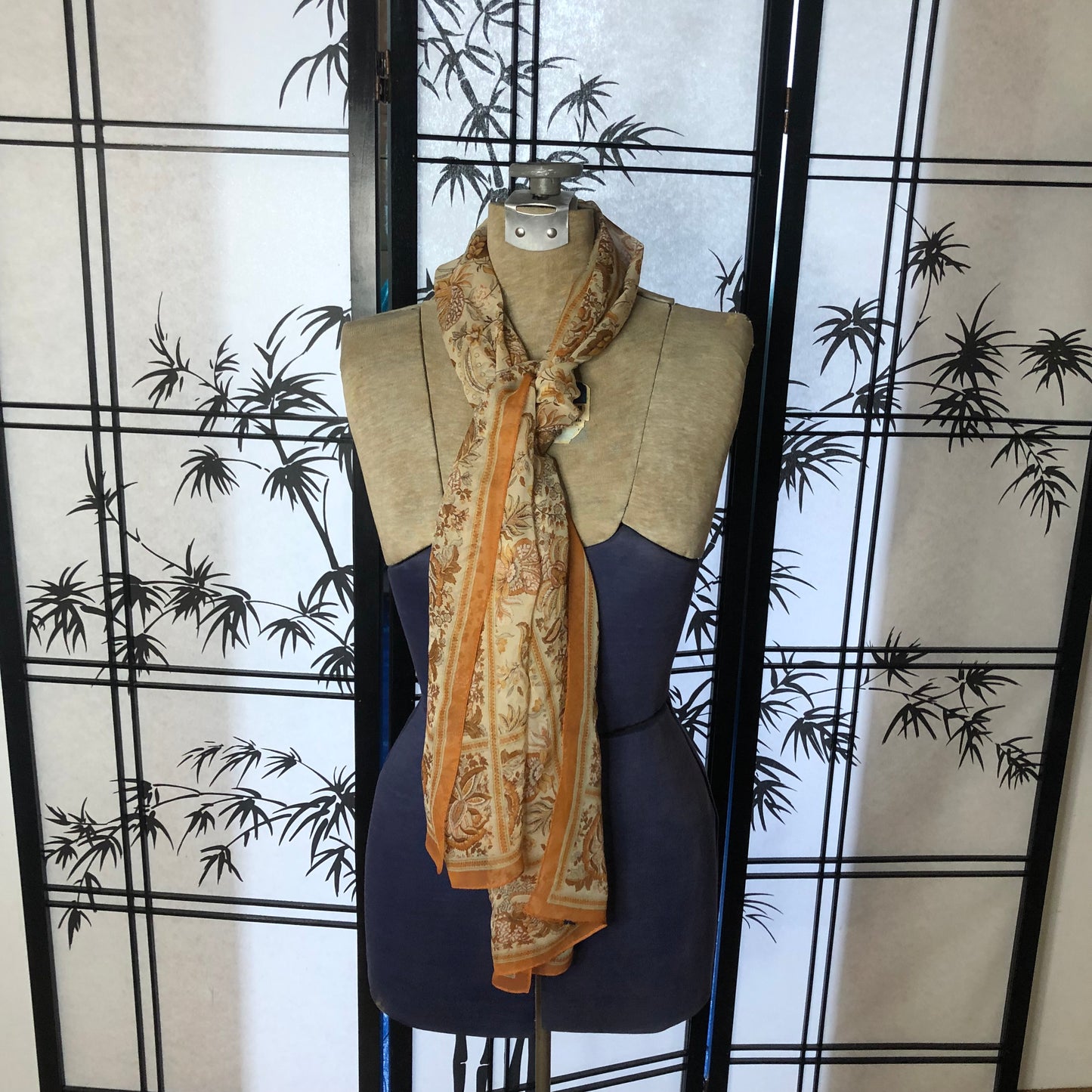 Orange Soda Color Floral Long Unbranded Scarf