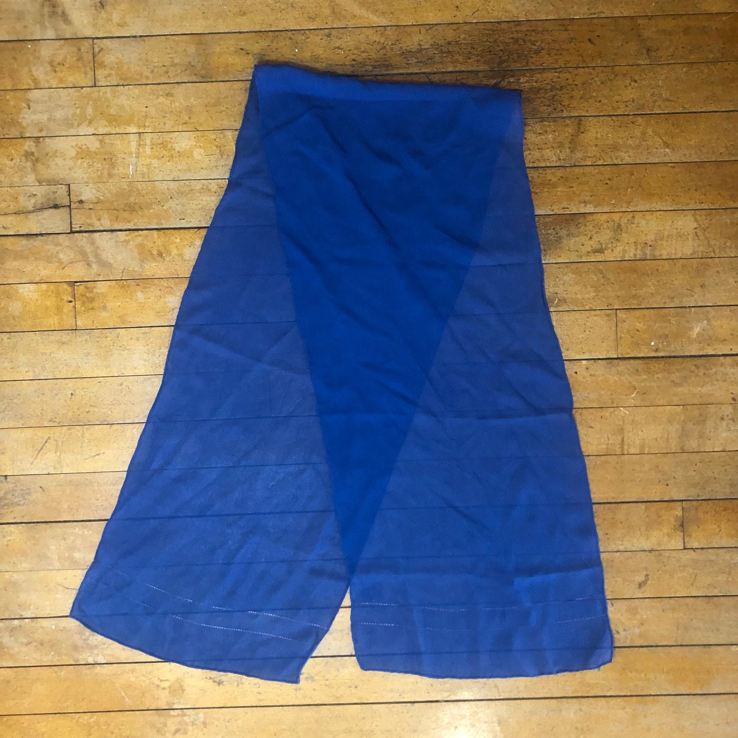 Long Blue Scarf Unbranded, Hand Rolled Hem Quality Fashion Accessory