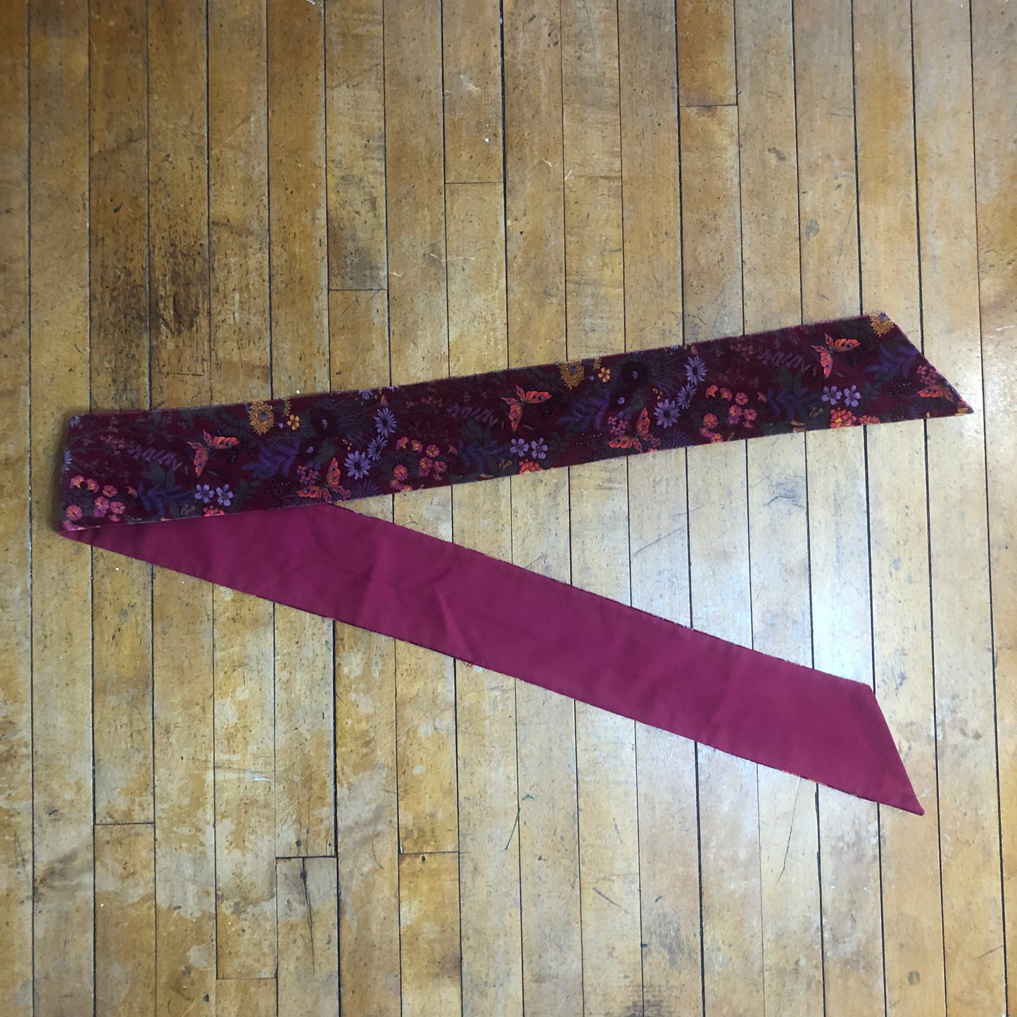 Burgundy Floral Unbranded Long Scarf