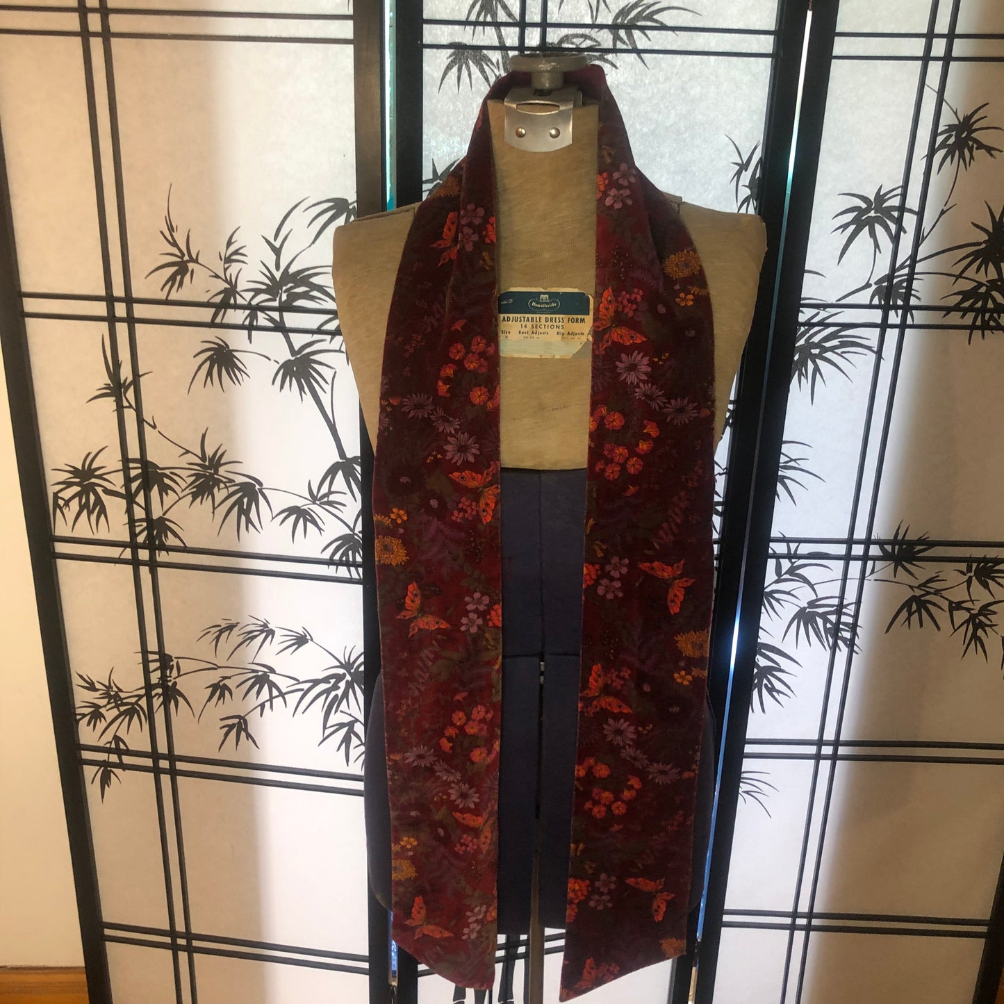Burgundy Floral Unbranded Long Scarf