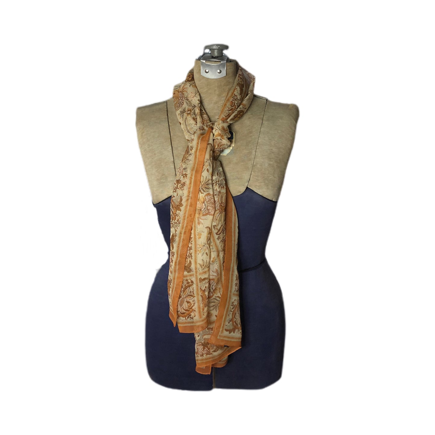 Orange Soda Color Floral Long Unbranded Scarf