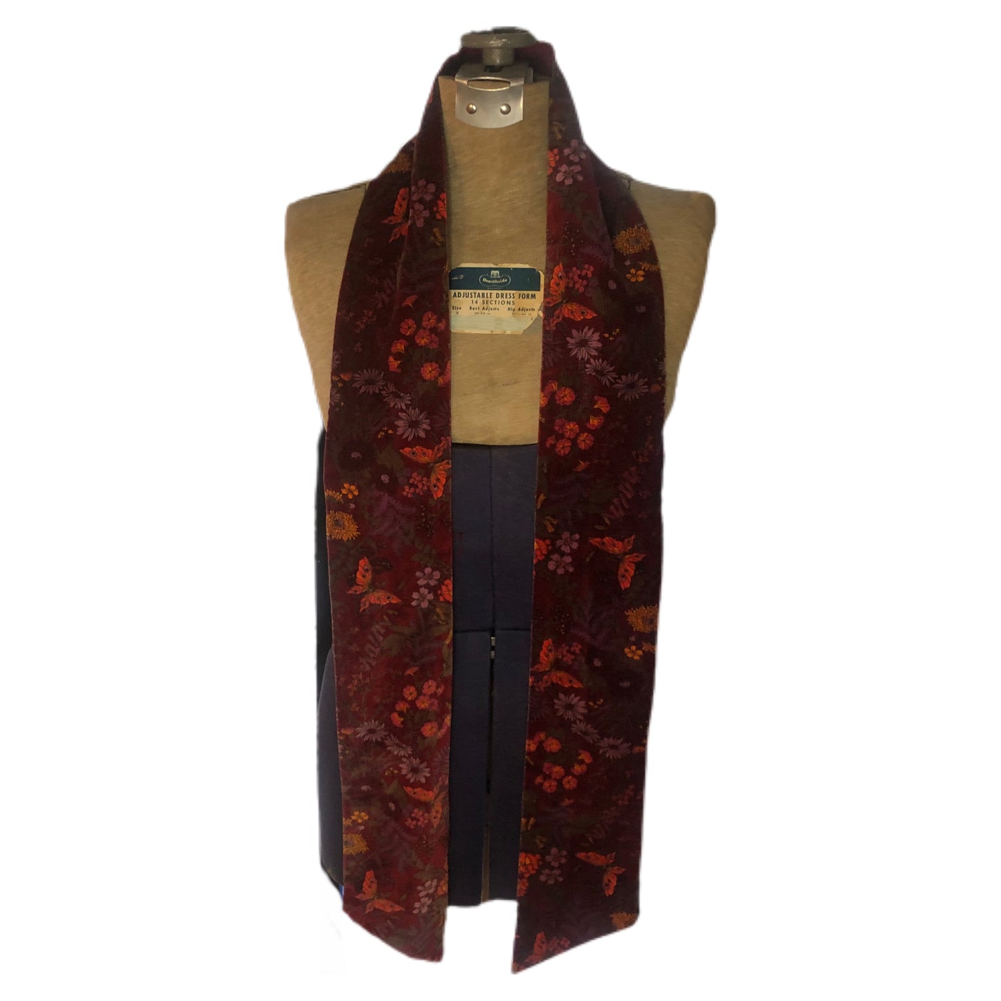 Burgundy Floral Unbranded Long Scarf